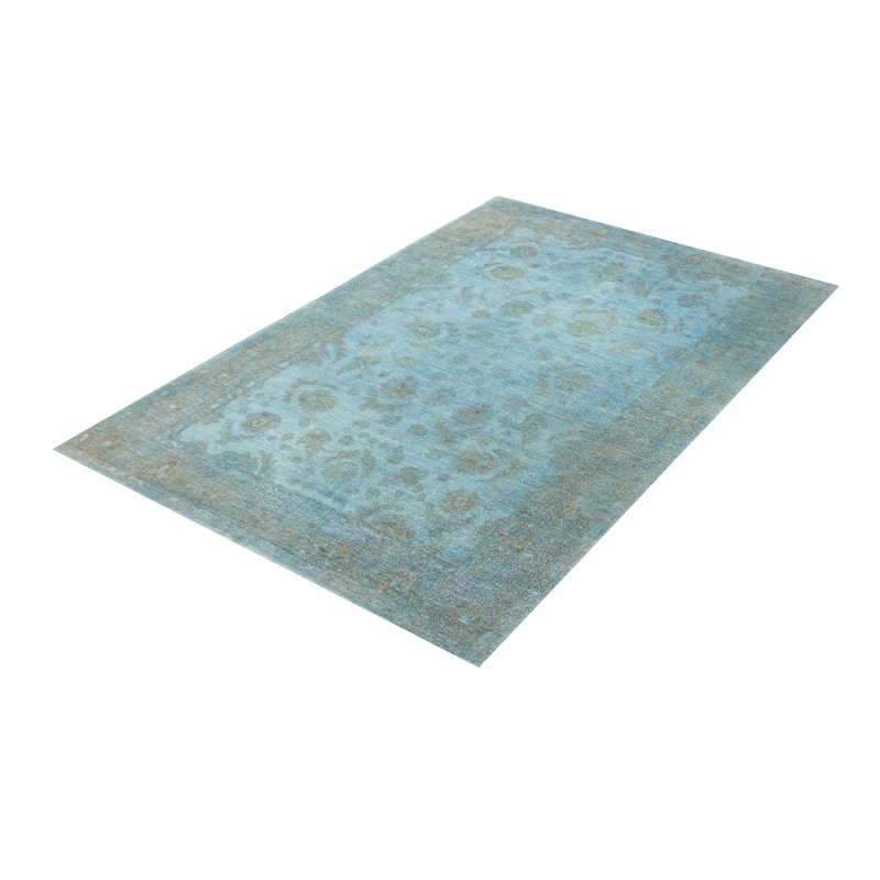ECARPETGALLERY Hand-knotted Vibrance Teal Wool Rug - 5'6 x 8'2