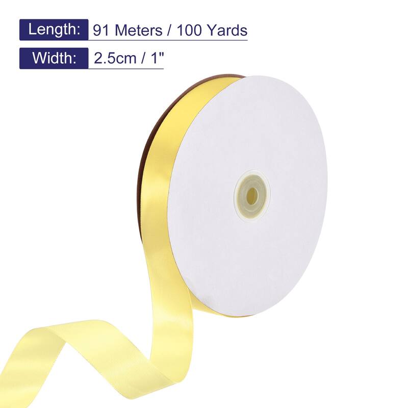 Satin Ribbon, 100 Yards Single Face Polyester Satin Ribbon - Light Gold - 1 Inch