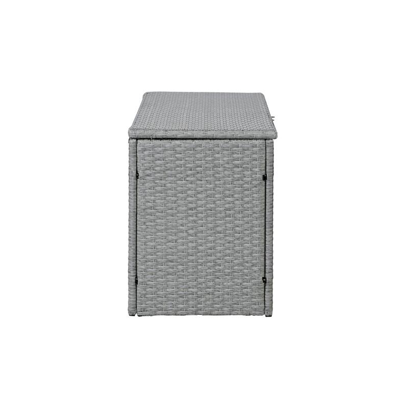 happimess Nino 47.24" Modern Minimalist Outdoor Faux Wicker Deck and Patio Storage Box