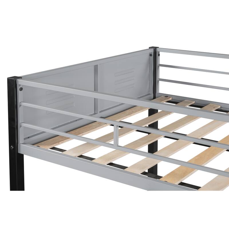 Convertible Triple Bunk Bed with Vent Board, Noise-Free Wood Slats, and Sturdy Metal Frame
