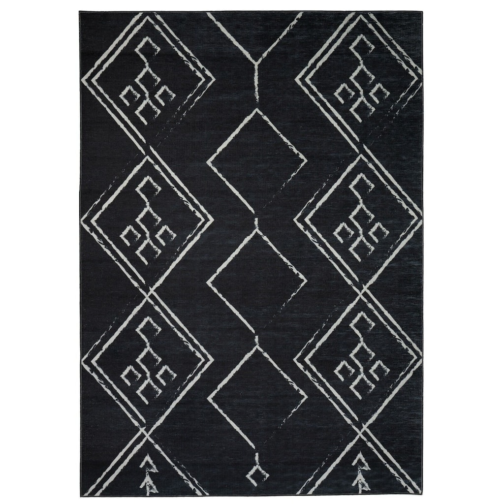Machine Washable-Eco-Friendly Area Rug With Non-Slip Backing Aspen Tribal Moroccan Bohemian Design
