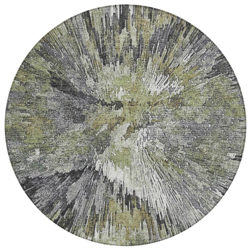 Machine Washable Indoor/ Outdoor Abstract Burst Chantille Rug