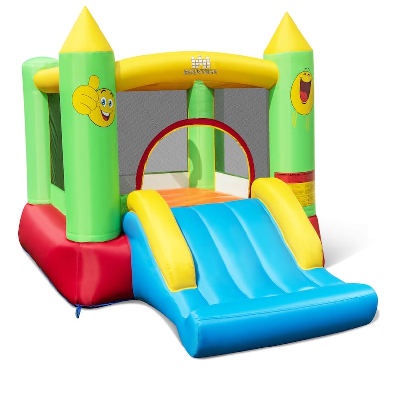 Kids Inflatable Bounce House Smiley Bouncy Castle Blower Excluded - Multicolor - Multicolor