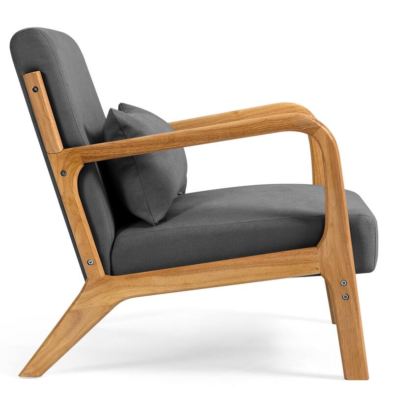 Leisure Chair with Solid Wood Armrest and Feet