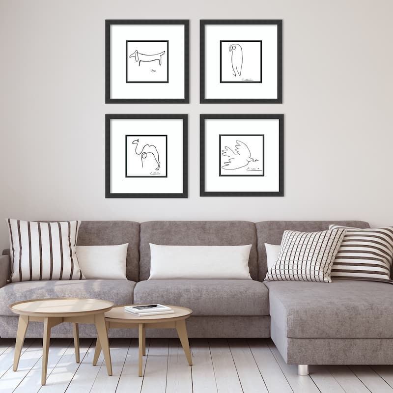 Picasso Animal Drawings - set of 4 Framed Art Print