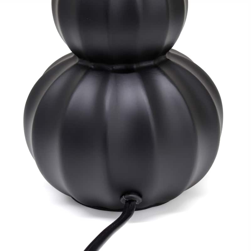 Double Gourd Ceramic Table Lamp with Fabric Shade - 6 x 6 x 13 in. (L x W x H)