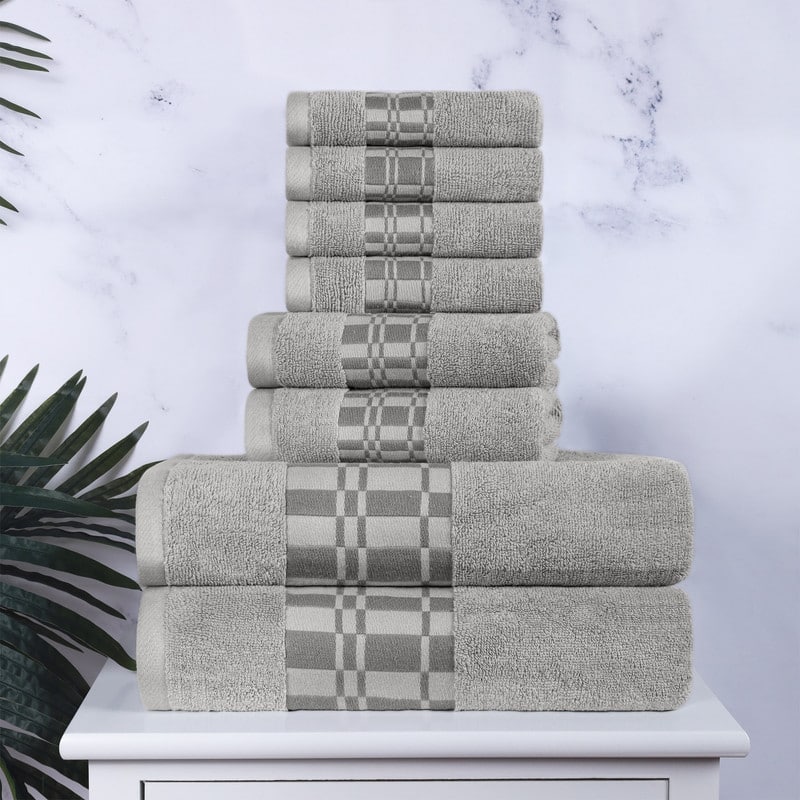 Superior Larissa Cotton Embroidered Geometric Border 8-Piece Towel Set
