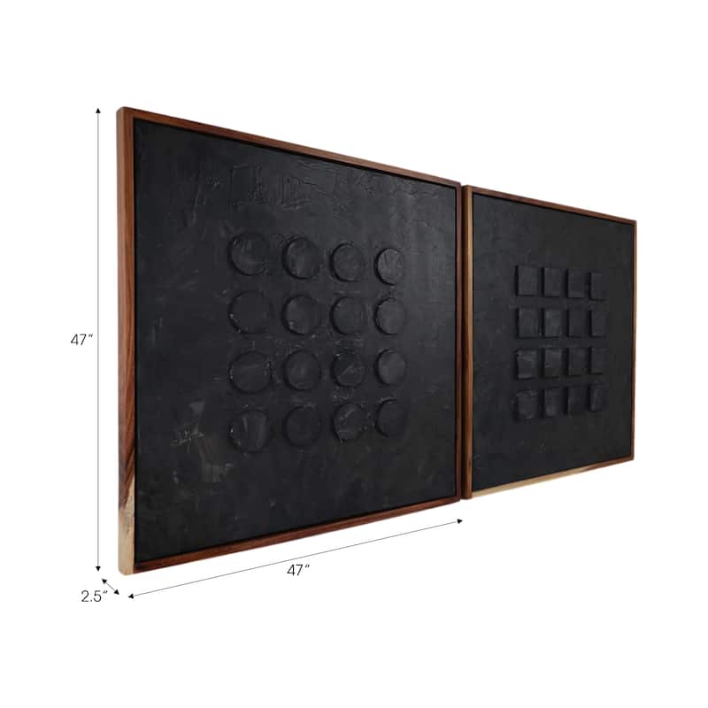 Wood Frame Canvas Wall Decor Acrylic Paste (Set of 2) - 47" Black