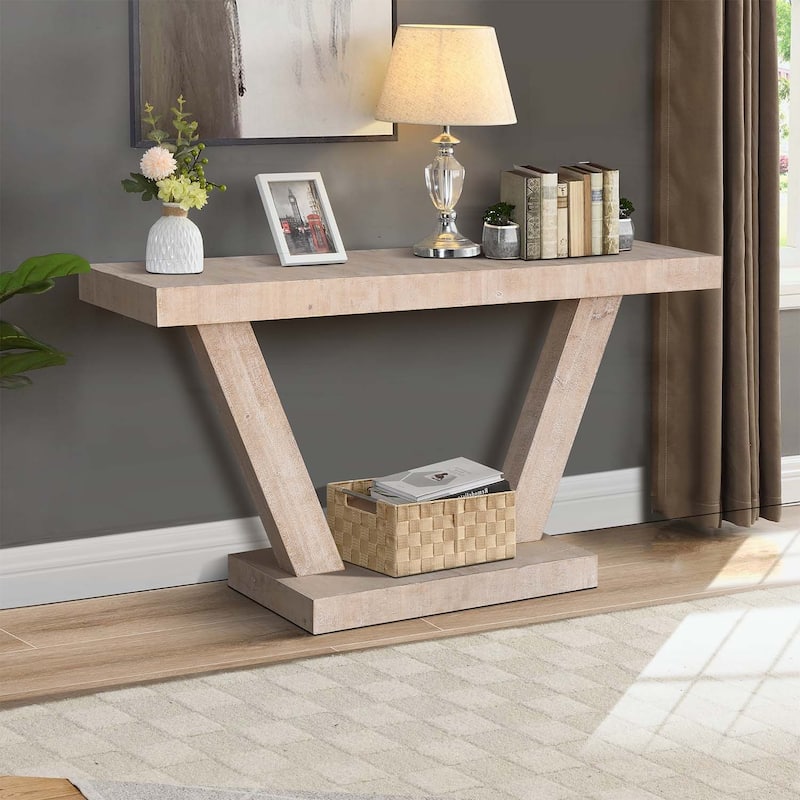 Console Table with 2-Tier Wood Storage,for Hallway,Living Room & Behind Sofa
