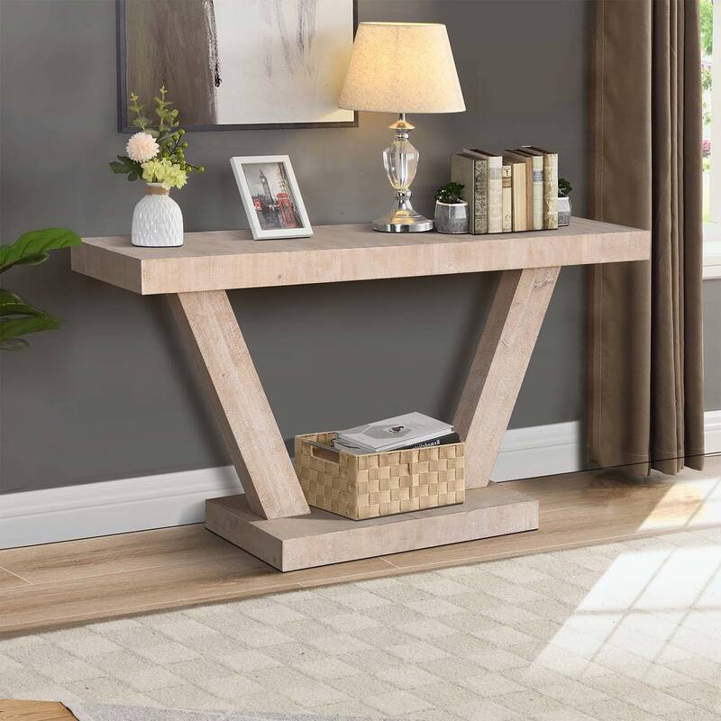 Wood Console Table,Rustic Wide Design for Hallway,Living Room & Behind Sofa