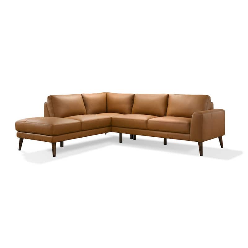Jen 100 Inch Modern Sectional Sofa with Right Chaise, Brown Genuine Leather
