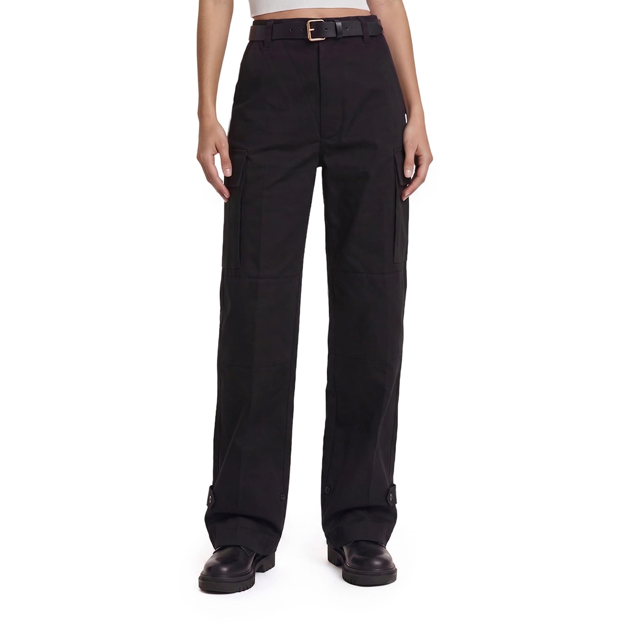 Saint Laurent High Wasted Wide Leg Cargo Trousers