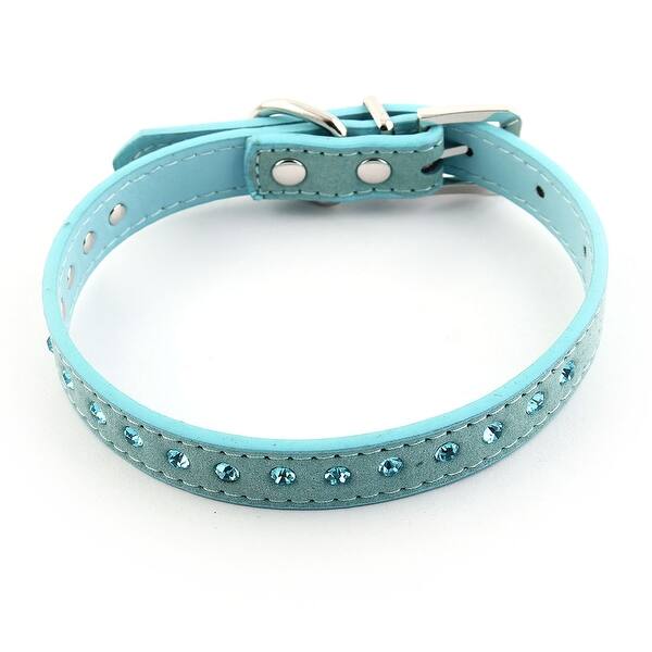 Shop Metal Buckle Faux Leather Rhinestone Decor Pet Dog Neck
