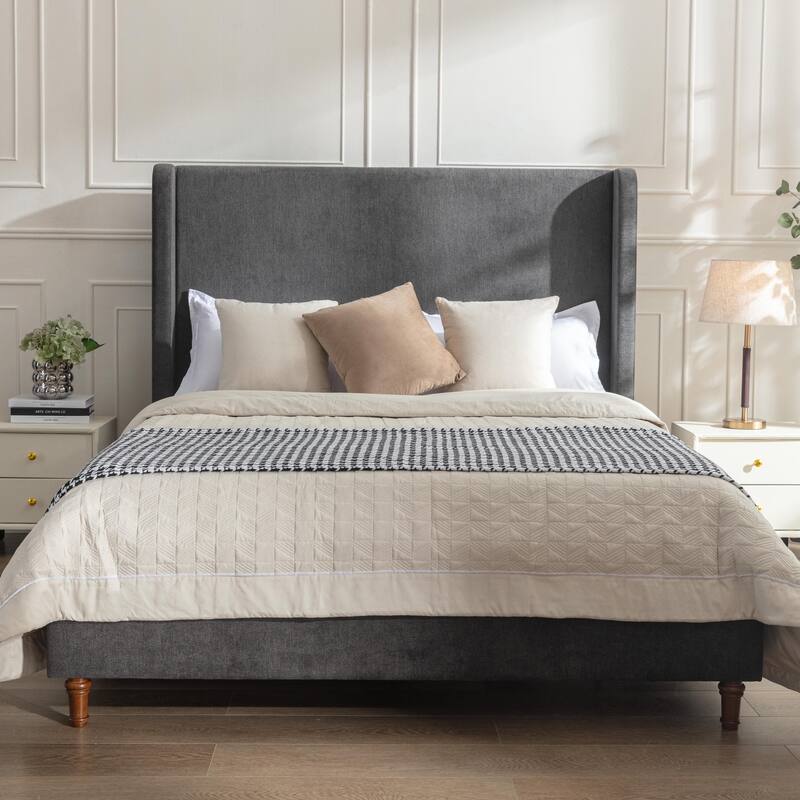 Elegant Simplicity Upholstered Bed Queen No Box Spring Needed
