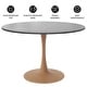 preview thumbnail 3 of 11, Bristol 40" Round Dining Table - Sintered Stone Top with Natural Wood Steel Pedestal Base - Modern Table for Kitchen & Dining