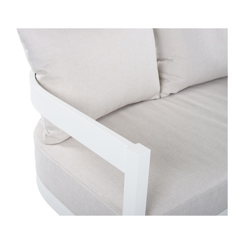 Christopher Knight Home - Modern 52.6" Outdoor Curved Back 2-Seater Loveseat with Aluminum Frame & Water-Resistant Cushions