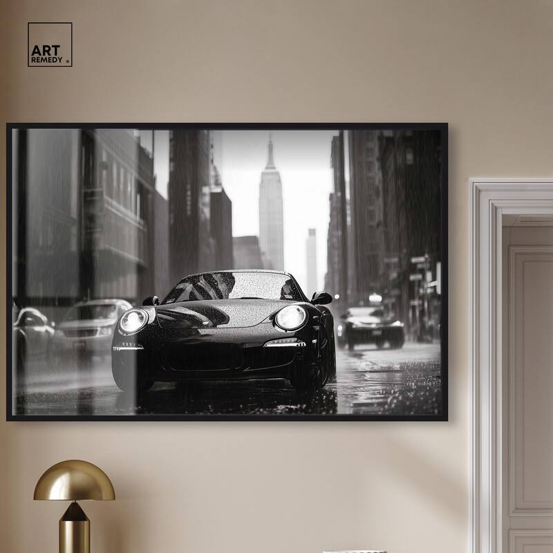 Driving in the Rain NYC Shadowbox by Art Remedy