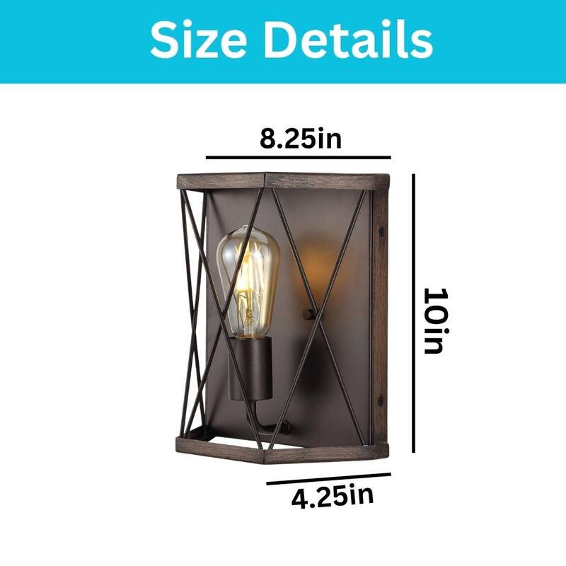 1 Light wall sconce wood finished wall lighting metal bathroom sconces