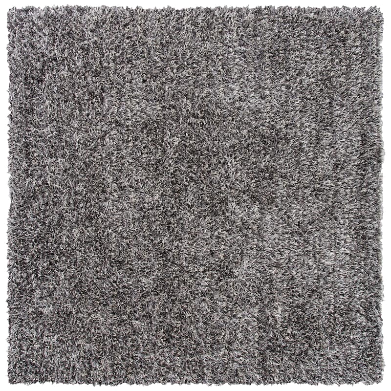 SAFAVIEH Handmade New Orleans Shag Dulce Area Rug - 5' Square - Platinum/Ivory