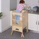 preview thumbnail 2 of 3, Wooden Kitchen Step Stool for Kids, Foldable Toddler Tower, Helper Stool for Kitchen Counter with Support Handles Safety Rail