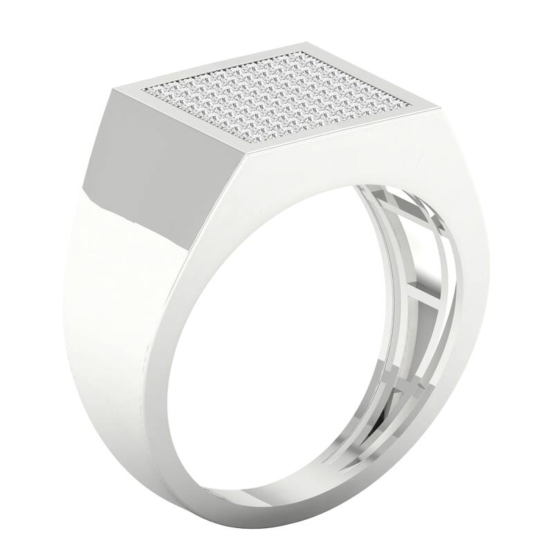 1/3ct TDW Cluster Diamond Ring in Silver for Men - White
