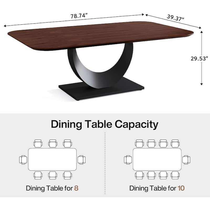 79 Inches Sintered Stone Dining Table for 8, Rectangle Kitchen Table with Stainless Steel Base