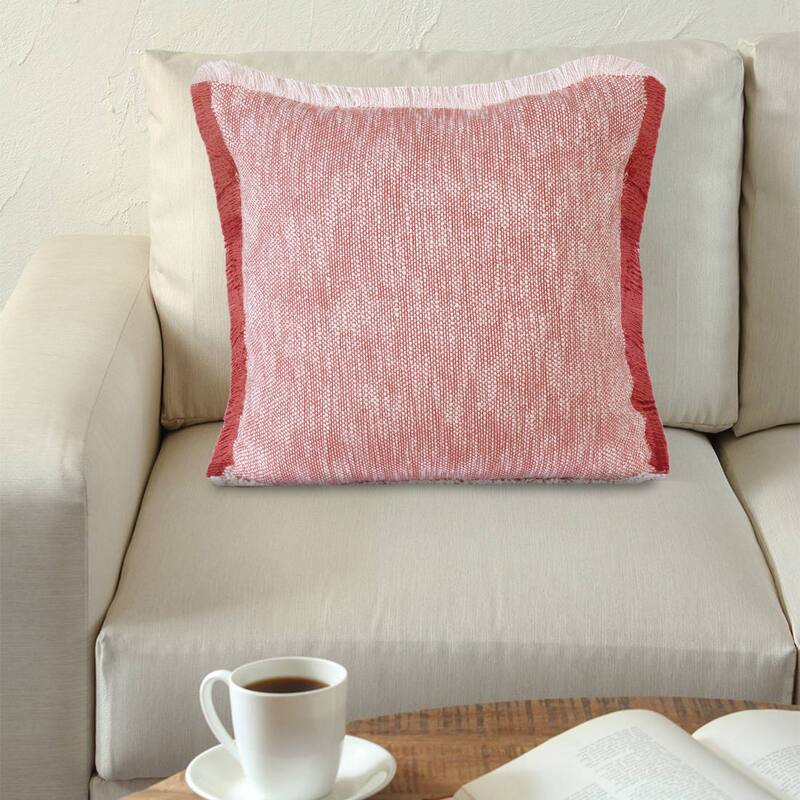 Sevita Two-Tone Cotton Fringe Throw Pillow