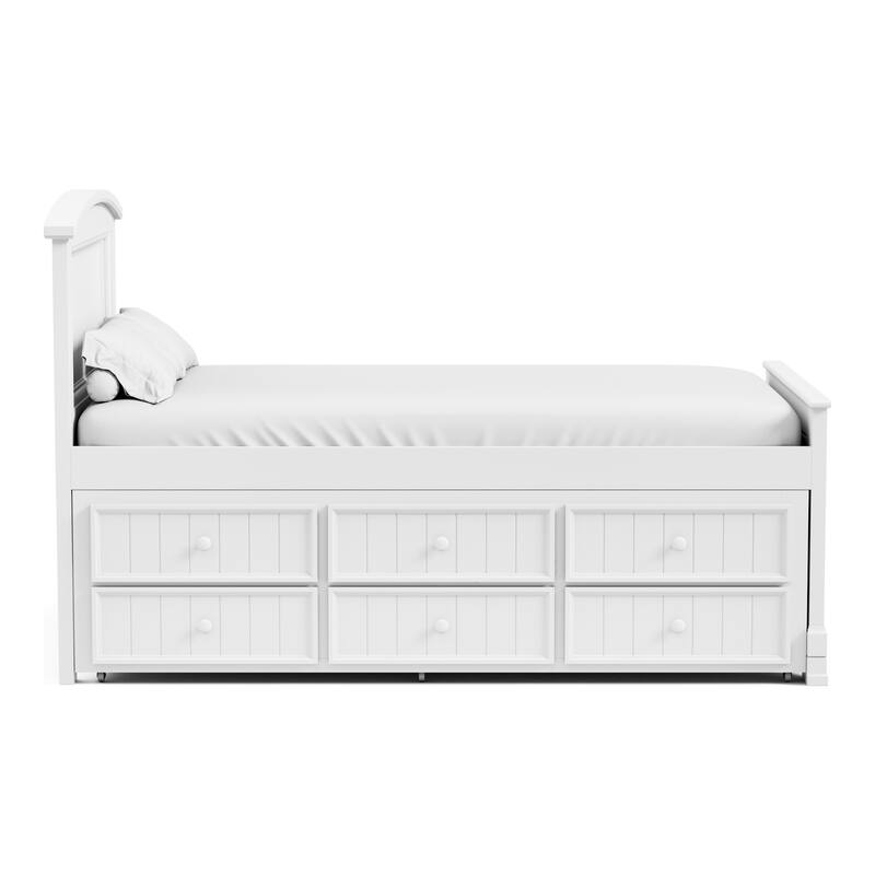 Furniture of America Gertie Modern White 3-Piece Twin Rubberwood Captain Bed with 3-Drawer Trundle set