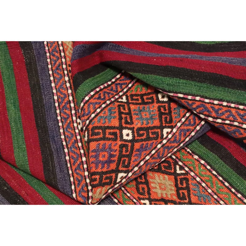 Hand Woven Oriental 100% Wool Carpet Southwestern Tribal Multi-Colored Kilim Area Rug - 10' 0'' X 5' 3''