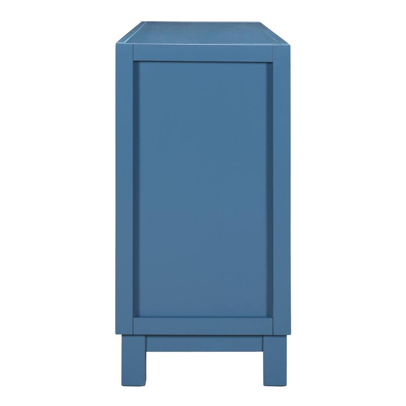 Large Storage Space Sideboard, 4 Door Buffet Cabinet with Pull Ring Handles