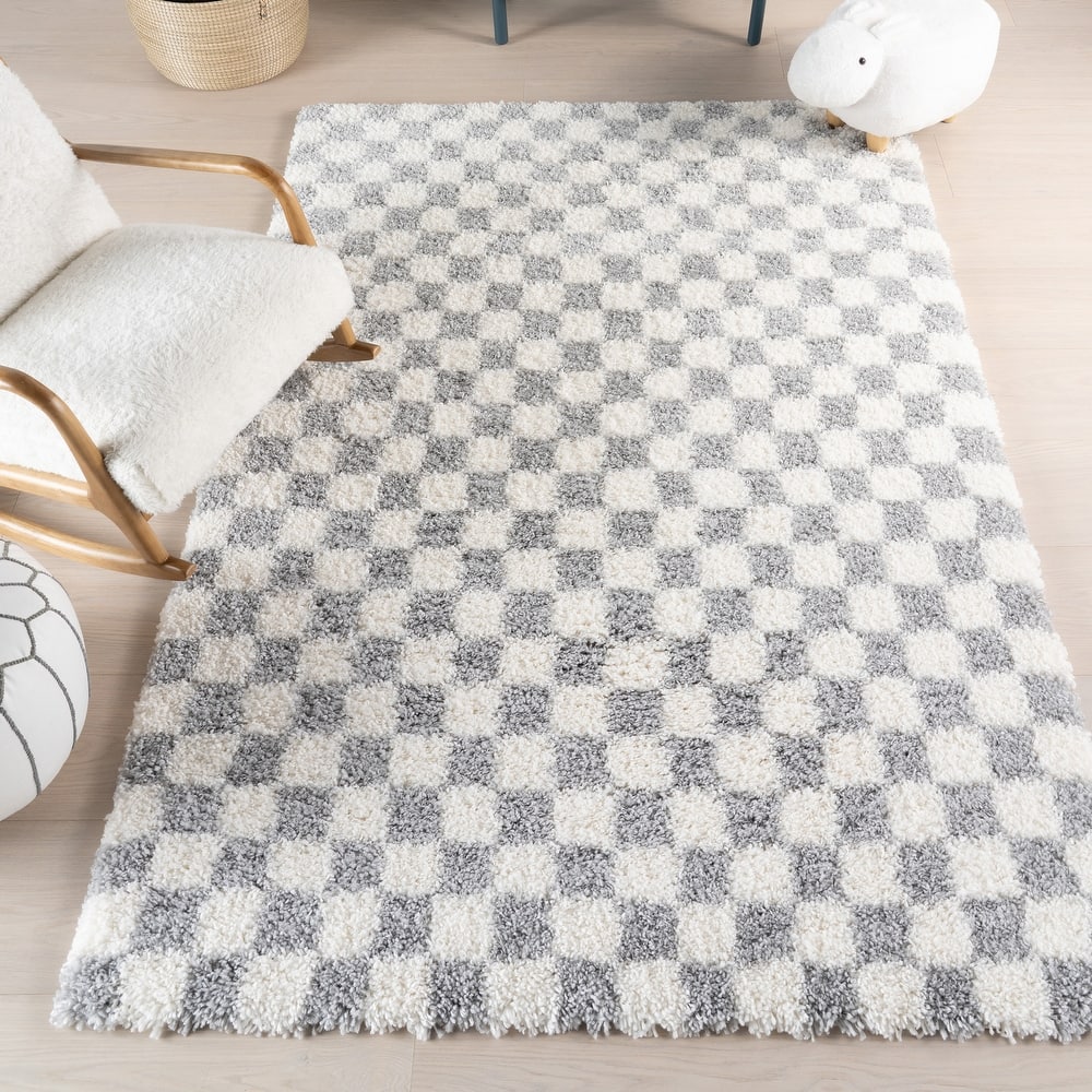 Nuloom Adelaide Mid-Century Checkered Shag Area Rug