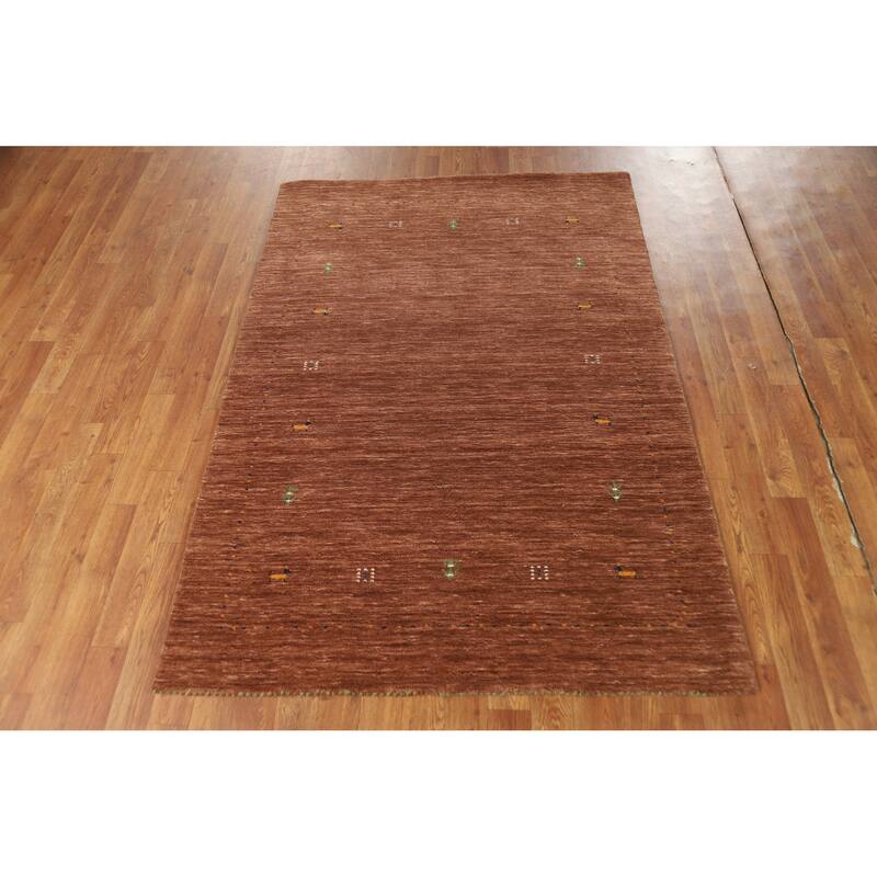 Hand Knotted Oriental 100% Wool Carpet Tribal Animal Pictorial Brown Gabbeh Area Rug - 5' 10'' X 4' 0''