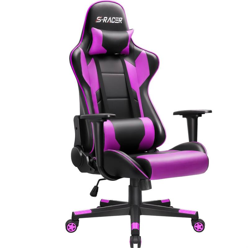 Homall Ergonomic Faux Leather Adjustable Swivel Office Gaming Chair - Purple