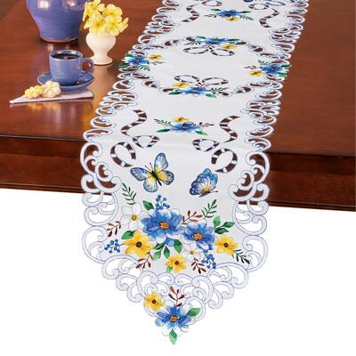 Dainty Butterfly Floral Scalloped Edge Table Linens