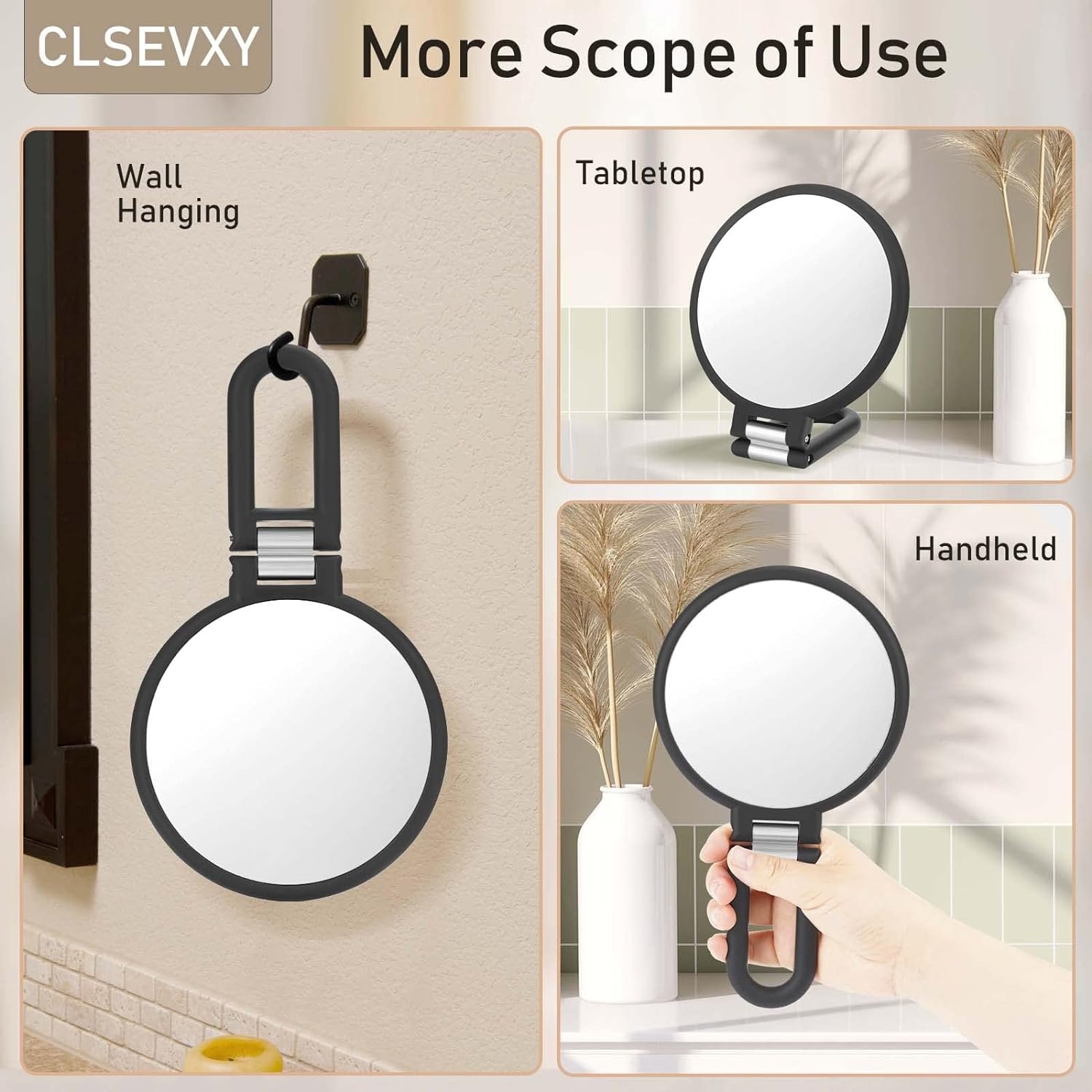Magnifying Handheld Mirror Double Sided, 1X 15X Hand Mirror