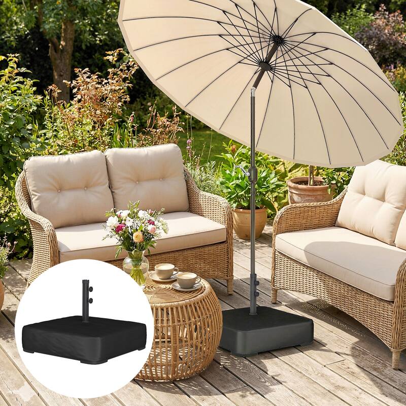 Outsunny Patio Umbrella Base, Heavy Duty Umbrella Base with Cover, 176 lbs Sand Filled for 1.9" Poles