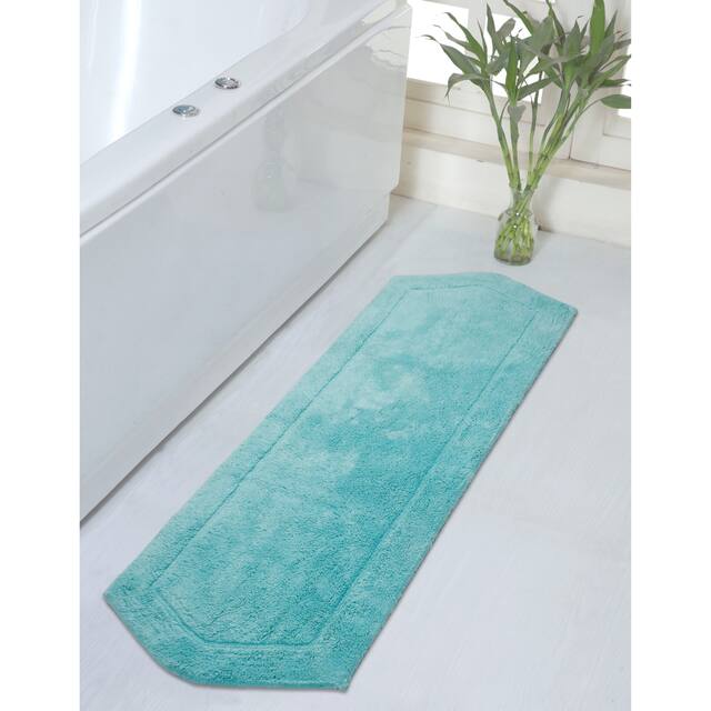 Home Weavers Waterford Collection Absorbent Cotton Machine Washable and Dry Runner Rug - Turquoise