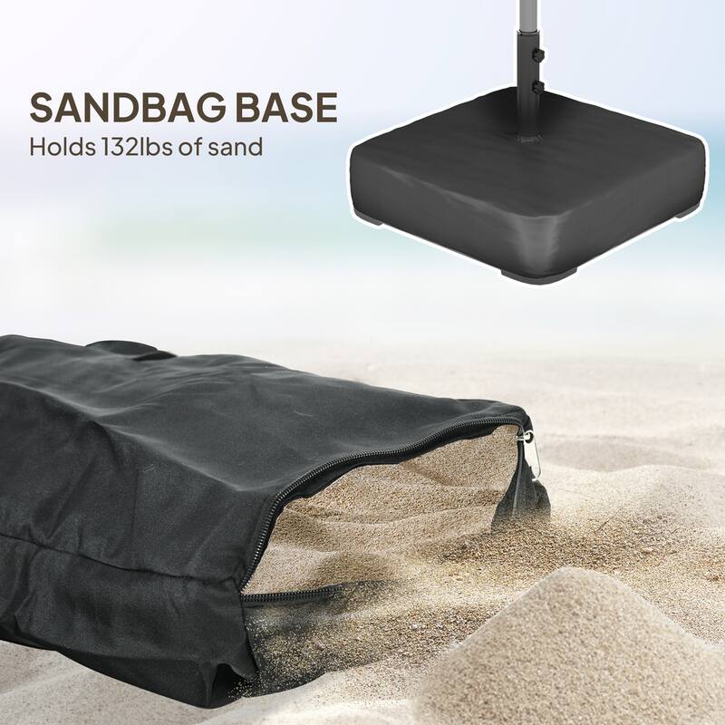 GDFStudio Outdoor Zephyra Solar-Powered Double Patio Umbrella with Tilt and Crank Design