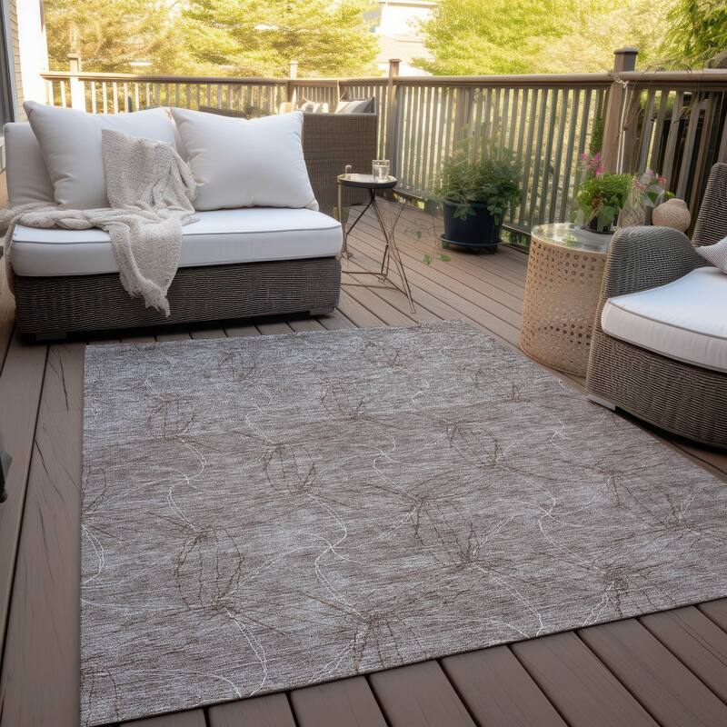 Machine Washable Indoor/ Outdoor Abstract Contemporary Chantille Rug