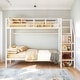 preview thumbnail 1 of 11, Twin Over Twin Metal Bunk Bed with Ladder and Wardrobe, White White
