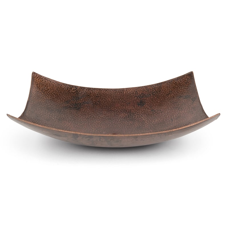 18" Rectangle Modern Slope Hammered Copper Sink, Matching Drain and Accessories