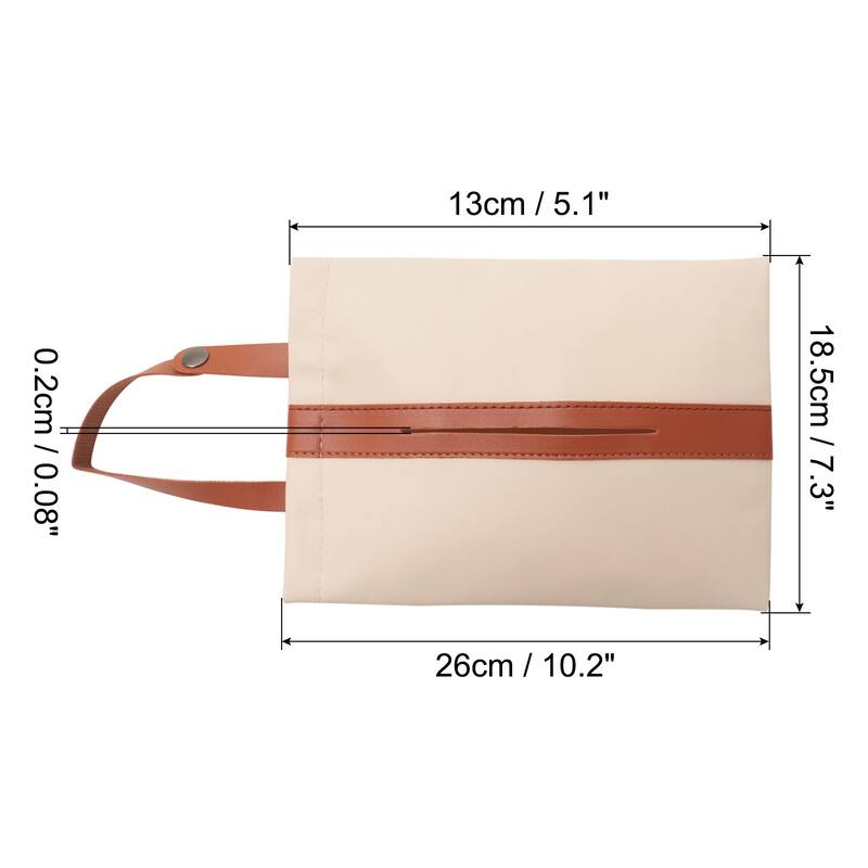 Car Tissue Holder, Napkin Paper Towel Dispenser Case with Handle Strap - 23.5x13x2cm - White