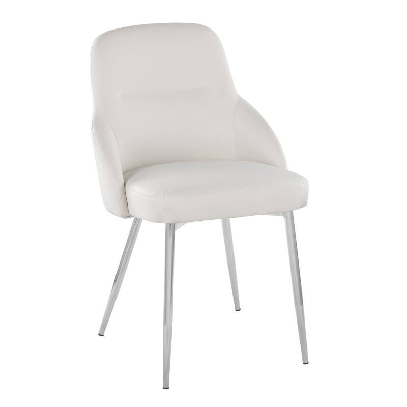 York Upholstered Contemporary Chair in Chrome Metal - Set of 2