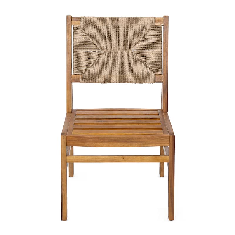 Christopher Knight Home - Mindy Outdoor Acacia Wood & Handwoven Wicker Dining Chairs with Cushions (Set of 2)