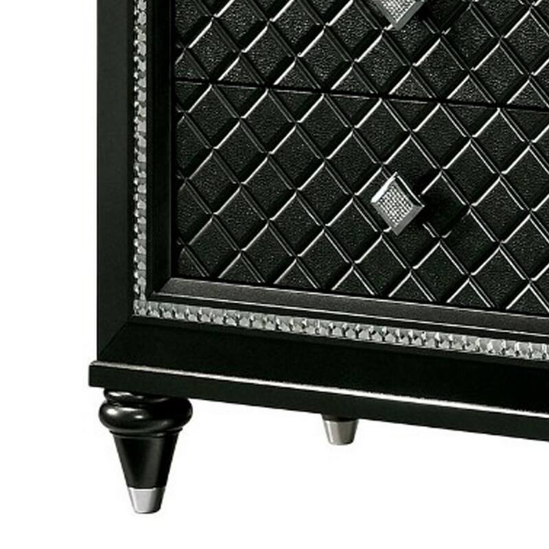 Metallic Gray 2 Drawer 17.5 in. W Nightstand with Turned Legs