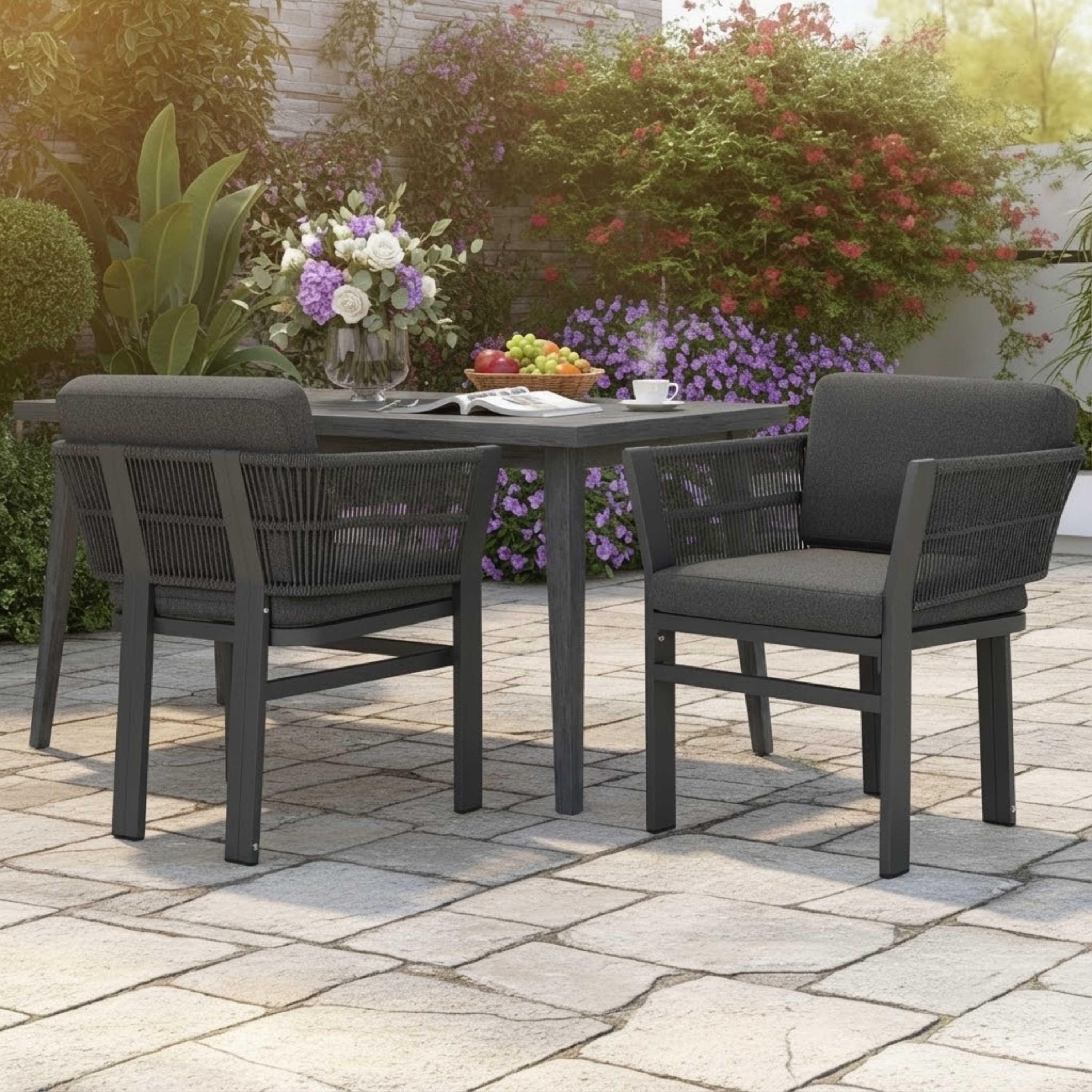 Dining Chairs Set of 2 Outdoor Chair with Cushions, Reception Chair Side Chair Coffee Chair Leisure Chair