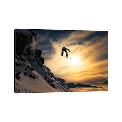 iCanvas "Sunset Snowboarding" by Jakob Sanne Canvas Print