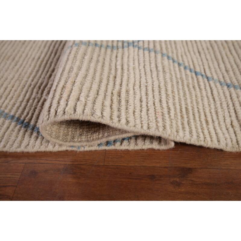 All-Over Trellis Moroccan Large Area Rug Handmade Wool Carpet - 8'10" x 13'7"