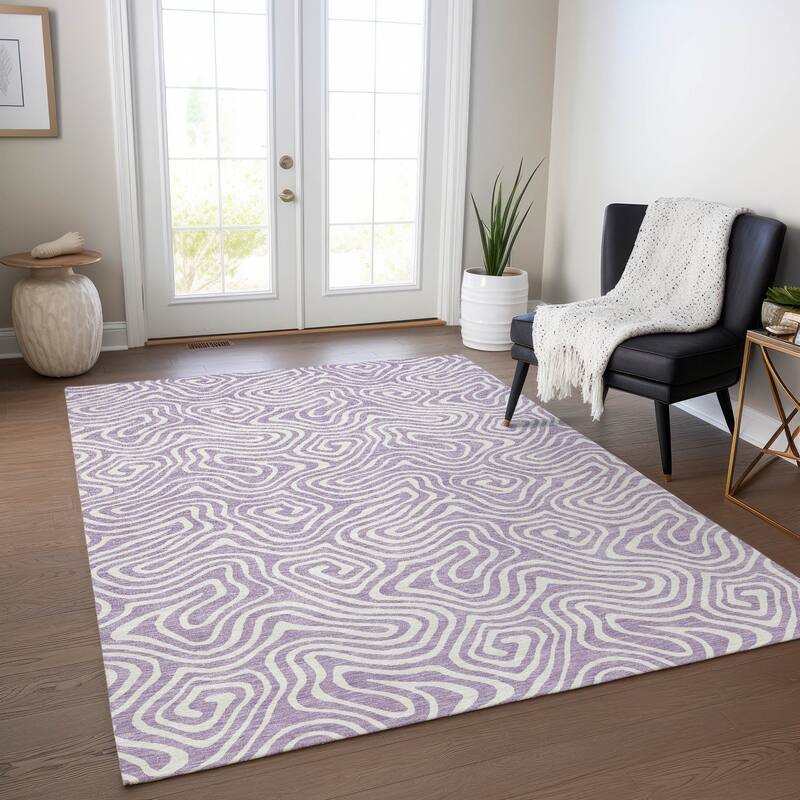 Machine Washable Indoor/ Outdoor Modern Trance Chantille Rug - Lavender - 3' x 5'