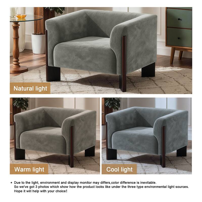 Mid-Century Tuxedo Arm Roomy Barrel Chair Oversized Loveseat Sofa